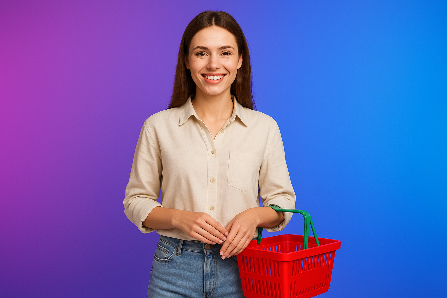 Femme avec panier